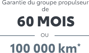 Garantie du groupe propulseur de
60 mois OU 100 000 km*
